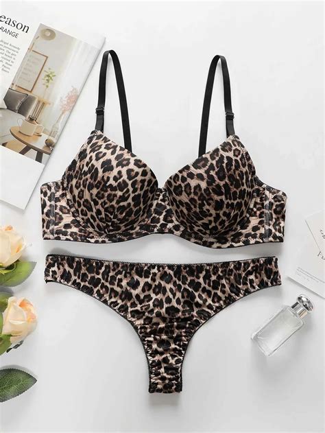 Women S Leopard Print Lingerie Set Sexy Push Up Bra And Close Fitting Underwear From Sts 019