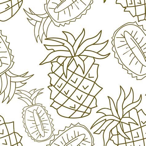 Pineapple Fruit Pattern Seamless Vector Template Background Textile Tropical Background