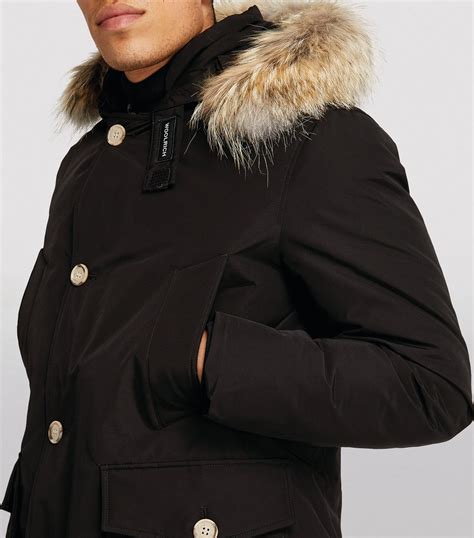 Mens Woolrich Black Arctic Anorak With Detachable Fur Harrods UK