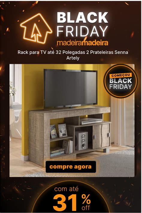 Rack para TV até 32 Polegadas 2 Prateleiras Senna Artely MadeiraMadeira