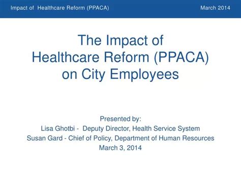 Ppt The Impact Of Healthcare Reform Ppaca On City Employees