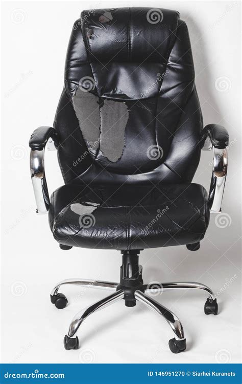 Leather Office Chair On A White Background No Isolation Repairs Stock