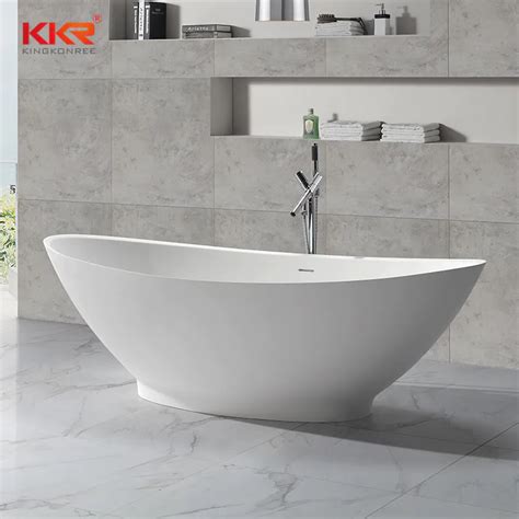 Big Size White Polymarble Acrylic Solid Surface Freestanding Bathtub