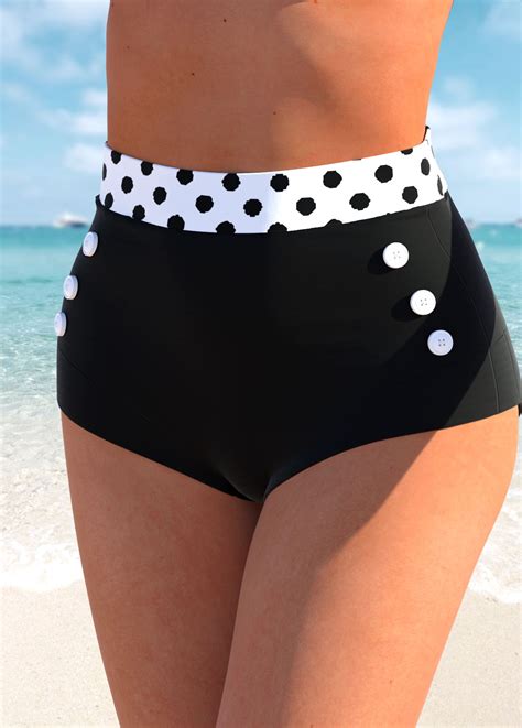 Rotita White Polka Dot High Waisted Bikini Bottom Rotita Usd