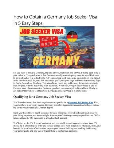 The Title Of Your How To Obtain A Germany Job Seeker Visa In Easy