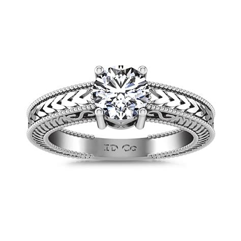 Round Diamond Solitaire Engagement Ring Kensington 14k White Gold