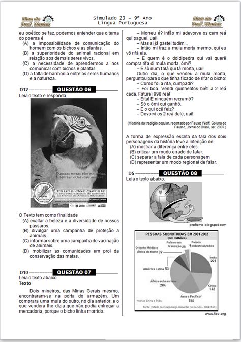 Simulado De Interpretação De Texto Gabarito Ensino Fundamental 8064