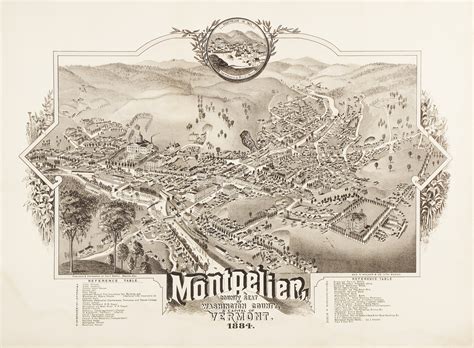 A rare and lovely view of Montpelier, Vermont - Rare & Antique Maps