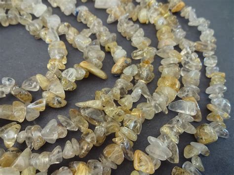 15 Inch Natural Golden Rutilated Quartz 4 10mm Chip Bead Strand About