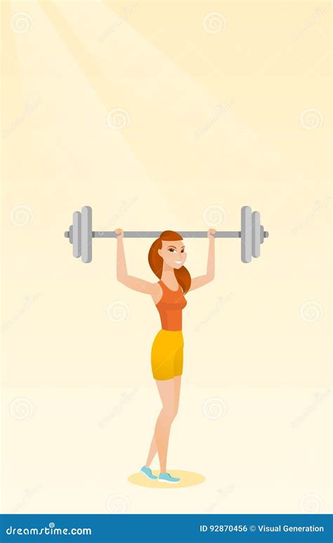 Woman Lifting Barbell Vector Illustration Stock Vector Illustration