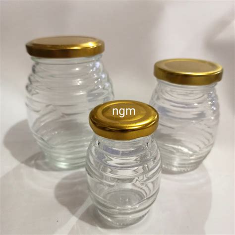 Jual Botol Madu Kaca Ulir 340ml Jar Kaca Toples Kaca Tutup Emas