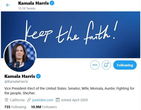 Kamala Harris S Updated Twitter Profile Shares Her Pronouns Her New