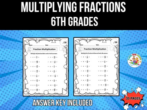 Th Grade Multiplying Fractions By Whole Numbers Worksheets Teaching