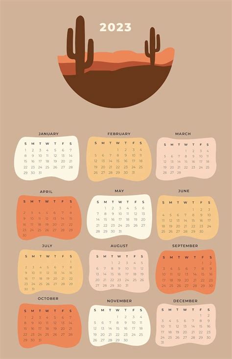 2023 Western Calendar Poster Minimal 12 Month January 2023 December ...