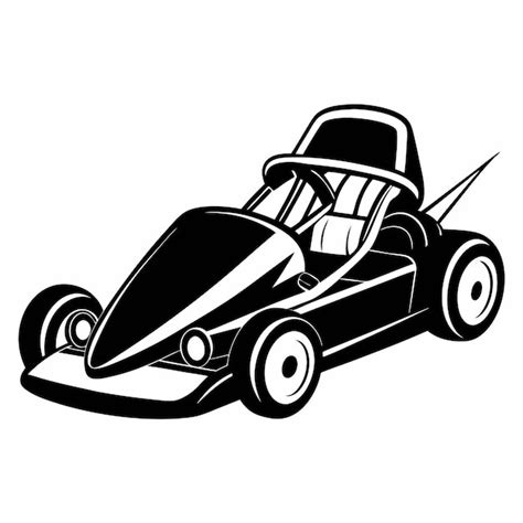 Go Kart Racing Car Cartoon Logo Silhouette Premium AI Generated Vector