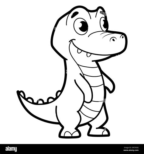 Coloring book or page for kids. crocodile black and white illustration ...