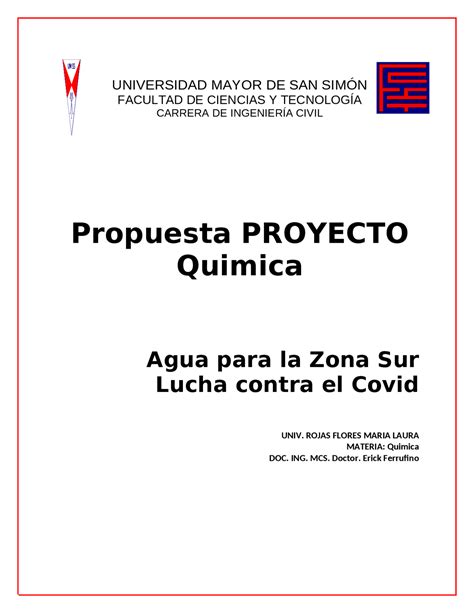 Proyecto De Agua Potable En La Zona Sur Docsity