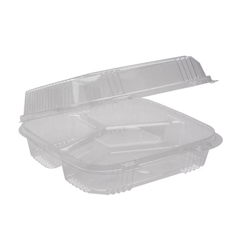 8 SmartLock Hinged Lid 3 Compartment Container Clear 200 Ct