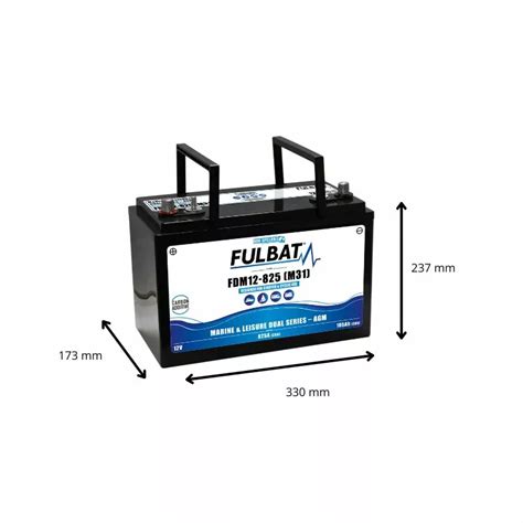 Batterie FULBAT AGM FDM12 825 M31 DUAL Batteries Bateaux Marine