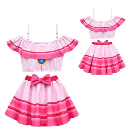 Girls 2 Piece Swimsuit Princess Peach Bikini Bathing Suit Tankini Swimwear Walmart