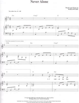 Never Alone - BarlowGirl Free Piano Sheet Music PDF