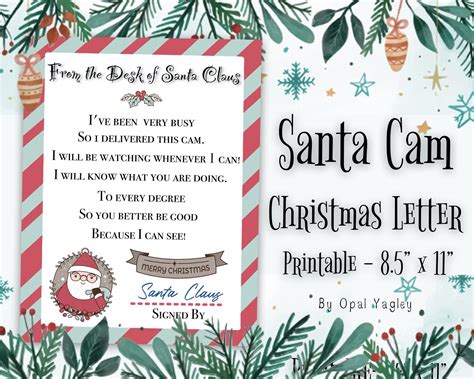 Santa Cam Letter Printable Note For Santa Cam Ornament