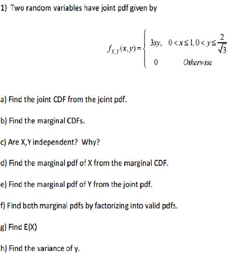 Solved Two Random Variables Have Joint Pdf Given By Find Chegg