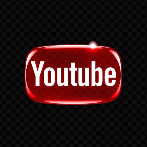 Youtube Logo With 3d Render Glossy Glass Material Radiant Glow Red And