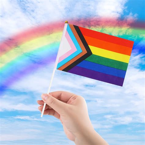 20 Pcs Rainbow Gay Pride Flags Set Small Mini Hand Held LGBT Flags On
