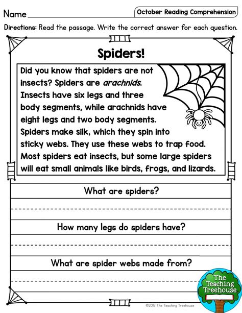 October Reading Comprehension Passages For Kindergarten And Fir