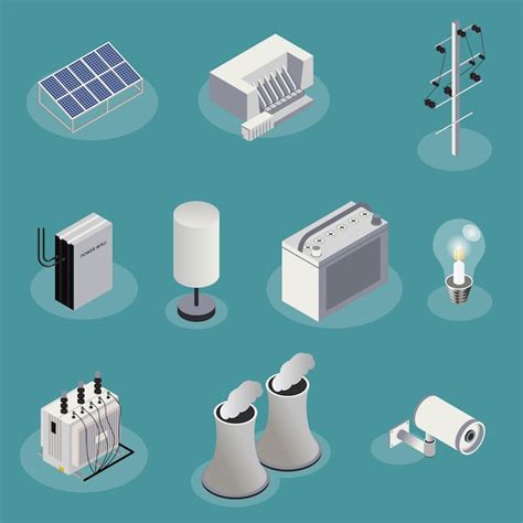 Premium Vector Free Vector Power Icons Isometric Set