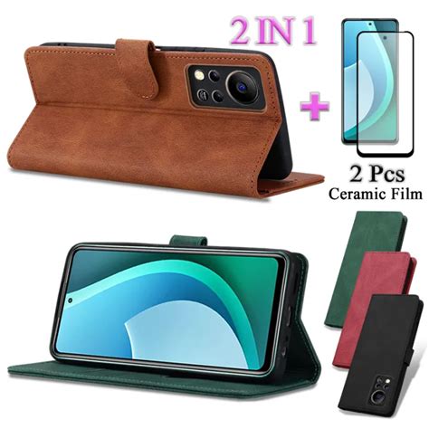 IN Infinix Hot S NFC TPU Leather Case With Ceramic Protector Screen Curved Tempered Film