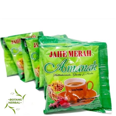 Jual Jahe Merah Amanah Super Kemasan Hijau Per Renceng Isi Sachet