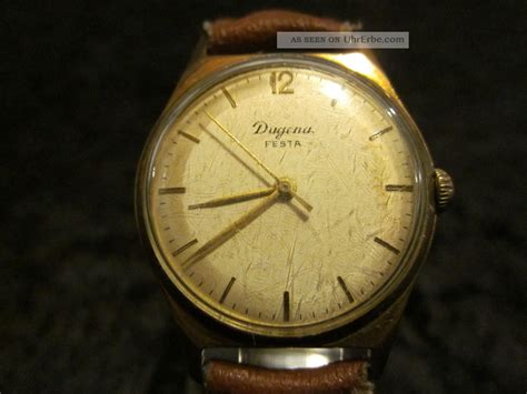 Dugena Festa Uhr Uhren Handaufzug Hau Deutschland Germany 20 Micron Gold