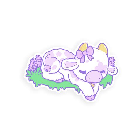 Lavender Cow Holographic Vinyl Sticker Etsy