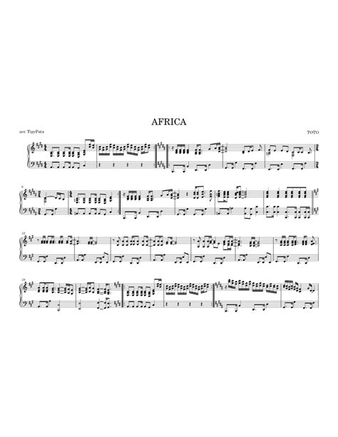 Africa Toto Sheet Music For Piano Solo