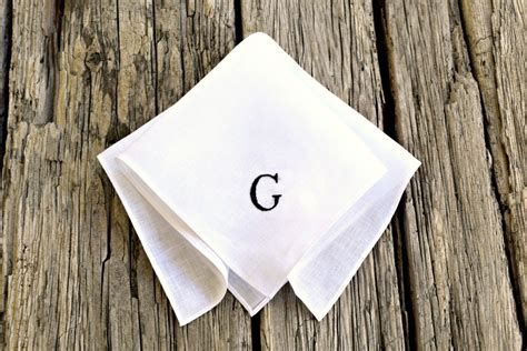 Irish Linen Monogram Pocket Square Monogrammed White Linen Etsy