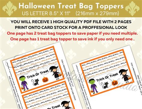 Printable Treat Bag Topper Halloween Treat Bags Trick Or Etsy