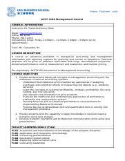 Management Control in Accounting: Advanced Concepts and | Course Hero 