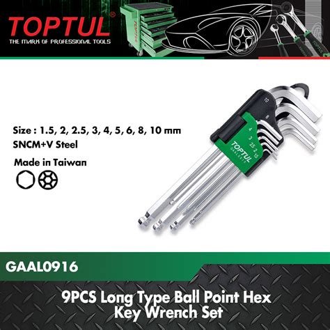 Toptul Pcs Long Type Ball Point Hex Key Wrench Set Gaal Lazada Ph