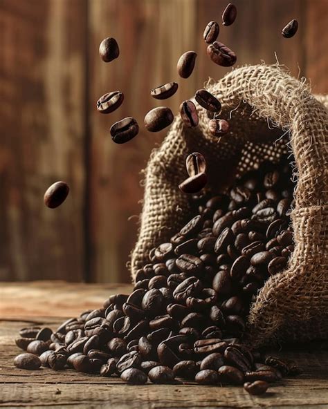 Coffee Beans Cascading Out Of A Burlap Sack Premium Ai Generated Image