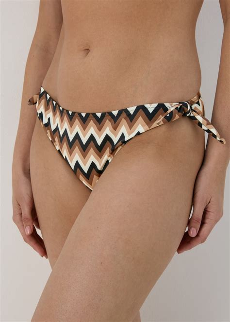 Mocha Chevron Twist Bikini Bottom Matalan