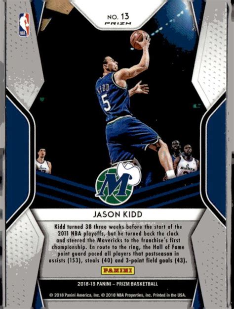 2018 19 Panini Prizm 13 Jason Kidd Dominance Silver Dallas Mavericks