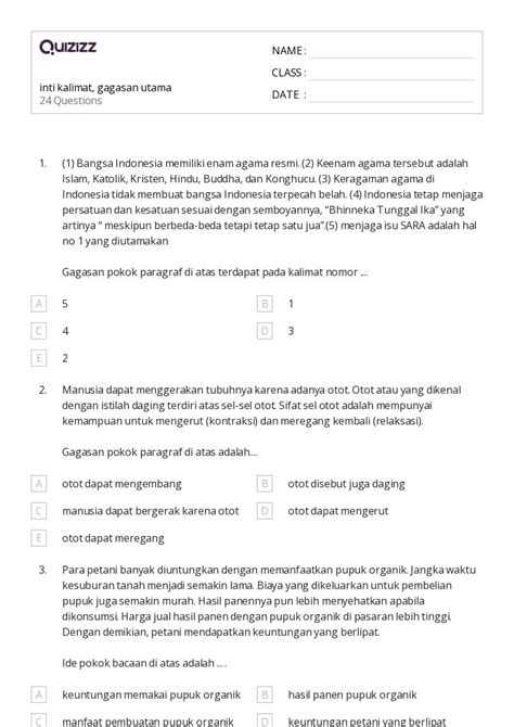 50 Lembar Kerja Mengidentifikasi Gagasan Utama Dalam Nonfiksi Untuk