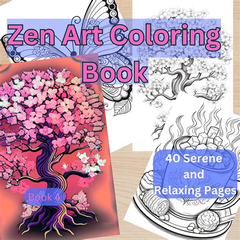 Zen Art Coloring Book 4 40 Printable Pages Relaxation and Stress Relief - Etsy