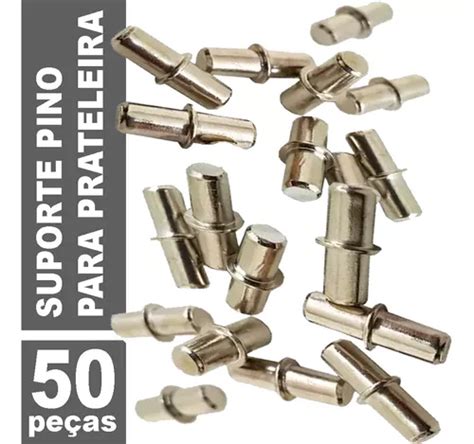 50 Peças Suporte Pino P Prateleira Borne 5mm Aço Cromado MercadoLivre