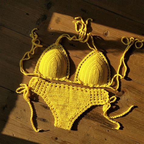 Handmade Crochet Bikini Set Sexy Swimwear Coachella Boho Womens Swimsuit Suit Ebay