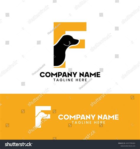 Letter F Dog Logo Design Template Stock Vector Royalty Free