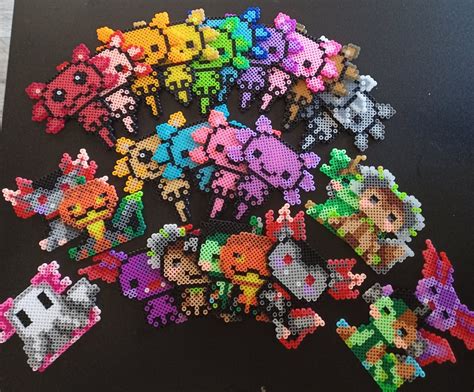 Cute And Colorful Chibi Axolotl Hama Fuse Perler Bead Art Etsy