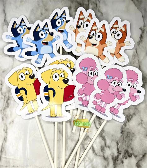 Bluey Cupcake Toppers Bluey Birthday Bluey Birthday Party Etsy